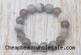 CGB5332 10mm, 12mm round grey banded agate beads stretchy bracelets