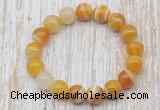 CGB5334 10mm, 12mm round yellow banded agate beads stretchy bracelets