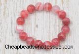 CGB5335 10mm, 12mm round red banded agate beads stretchy bracelets