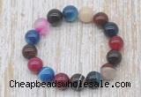 CGB5340 10mm, 12mm round colorful banded agate beads stretchy bracelets