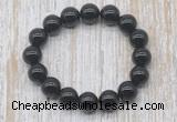 CGB5346 10mm, 12mm round black agate beads stretchy bracelets