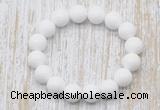 CGB5358 10mm, 12mm round white candy jade beads stretchy bracelets