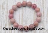 CGB5371 10mm, 12mm round pink wooden jasper beads stretchy bracelets