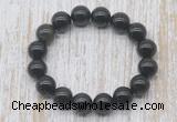 CGB5392 10mm, 12mm round black obsidian beads stretchy bracelets