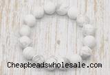 CGB5500 10mm, 12mm round matte white howlite beads stretchy bracelets