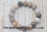 CGB5503 10mm, 12mm round matte bamboo leaf agate beads stretchy bracelets