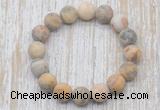 CGB5504 10mm, 12mm round matte yellow crazy lace agate beads stretchy bracelets