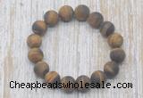 CGB5508 10mm, 12mm round matte yellow tiger eye beads stretchy bracelets