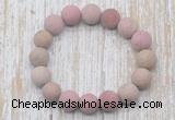 CGB5510 10mm, 12mm round matte pink wooden jasper beads stretchy bracelets