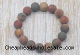 CGB5512 10mm, 12mm round matte picasso jasper beads stretchy bracelets