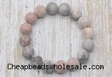 CGB5514 10mm, 12mm round matte pink zebra jasper beads stretchy bracelets