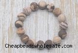 CGB5515 10mm, 12mm round matte zebra jasper beads stretchy bracelets