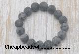 CGB5520 10mm, 12mm round matte black labradorite beads stretchy bracelets