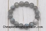 CGB5663 10mm, 12mm labradorite beads with zircon ball charm bracelets