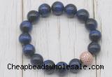 CGB5676 10mm, 12mm blue tiger eye beads with zircon ball charm bracelets