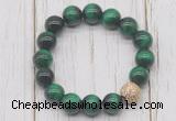 CGB5677 10mm, 12mm green tiger eye beads with zircon ball charm bracelets