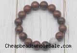 CGB5679 10mm, 12mm mahogany obsidian beads with zircon ball charm bracelets