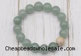 CGB5686 10mm, 12mm green aventurine beads with zircon ball charm bracelets