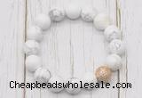 CGB5690 10mm, 12mm white howlite beads with zircon ball charm bracelets