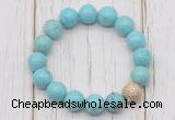 CGB5692 10mm, 12mm blue howlite turquoise beads with zircon ball charm bracelets