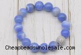 CGB5704 10mm, 12mm blue banded agate beads with zircon ball charm bracelets