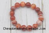 CGB5706 10mm, 12mm red banded agate beads with zircon ball charm bracelets