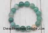 CGB5708 10mm, 12mm green banded agate beads with zircon ball charm bracelets