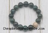 CGB5718 10mm, 12mm moss agate beads with zircon ball charm bracelets