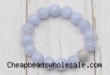 CGB5722 10mm, 12mm blue lace agate beads with zircon ball charm bracelets