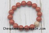 CGB5732 10mm, 12mm red jasper beads with zircon ball charm bracelets