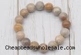 CGB5745 10mm, 12mm fossil coral beads with zircon ball charm bracelets