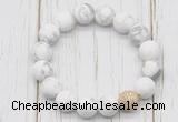 CGB5800 10mm, 12mm matte white howlite beads with zircon ball charm bracelets