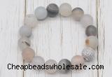 CGB5802 10mm, 12mm matte montana agate beads with zircon ball charm bracelets