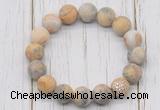 CGB5804 10mm, 12mm matte yellow crazy lace agate beads with zircon ball charm bracelets