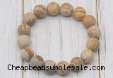 CGB5816 10mm, 12mm matte picture jasper beads with zircon ball charm bracelets