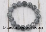 CGB5819 10mm, 12mm matte snowflake obsidian beads with zircon ball charm bracelets