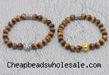 CGB6009 8mm round grade AA yellow tiger eye bracelet with lion head for men