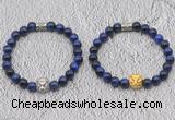 CGB6034 8mm round blue tiger eye bracelet with lion head for men