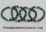 CGB6039 8mm round green tiger eye bracelet with skull for men