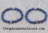 CGB6045 8mm round lapis lazuli bracelet with skull for men