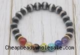 CGB6221 8mm Tibetan agate 7 chakra beaded mala stretchy bracelets