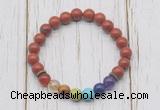 CGB6232 8mm red jasper 7 chakra beaded mala stretchy bracelets