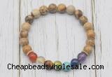 CGB6233 8mm picture jasper 7 chakra beaded mala stretchy bracelets