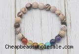 CGB6238 8mm brown zebra jasper 7 chakra beaded mala stretchy bracelets