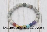 CGB6241 8mm greeting pine jasper 7 chakra beaded mala stretchy bracelets