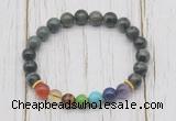 CGB6246 8mm kambaba jasper 7 chakra beaded mala stretchy bracelets