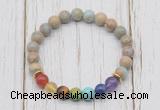 CGB6248 8mm serpentine jasper 7 chakra beaded mala stretchy bracelets