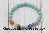 CGB6249 8mm sea sediment jasper 7 chakra beaded mala stretchy bracelets