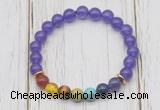 CGB6257 8mm candy jade 7 chakra beaded mala stretchy bracelets