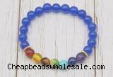 CGB6260 8mm candy jade 7 chakra beaded mala stretchy bracelets